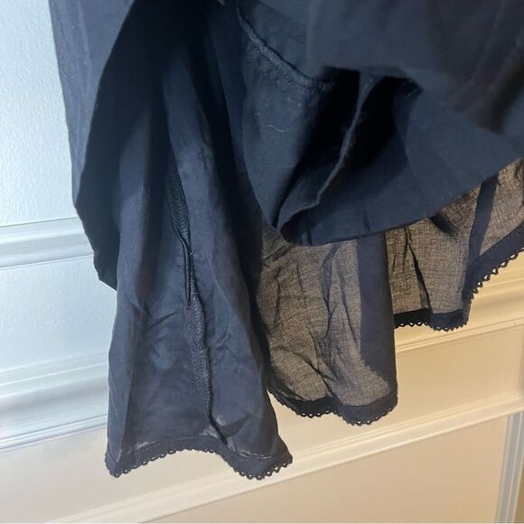 Maeve Anthropologie Button Front Ruffled Little Black Mini Dress Size 4 - Picture 12 of 13